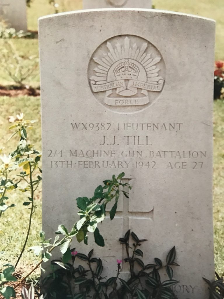 Jim Till gravestone, Kranji War Cemetery