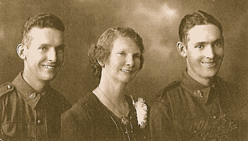 Maurice William Caldwell (Right) with brother Arnold and Mother, Mary Ann
