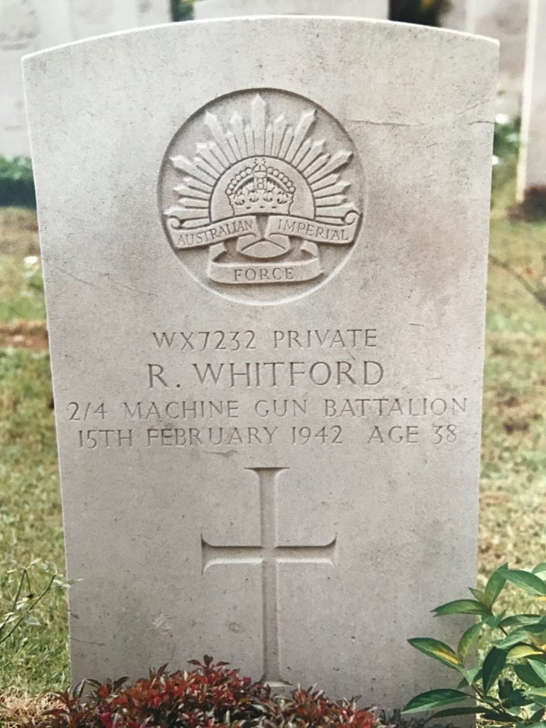 Robert Whitford gravestone, Kranji War Cemetery