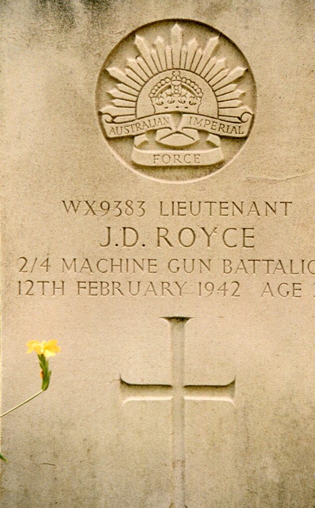 Lt J.D. Royce 12th Feb 1942