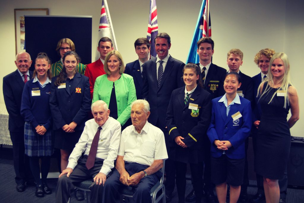 RSLWA Presentation Ceremony - Premier's Anzac Student Tour 2017. John Gilmour and Dick Ridgwell front row.