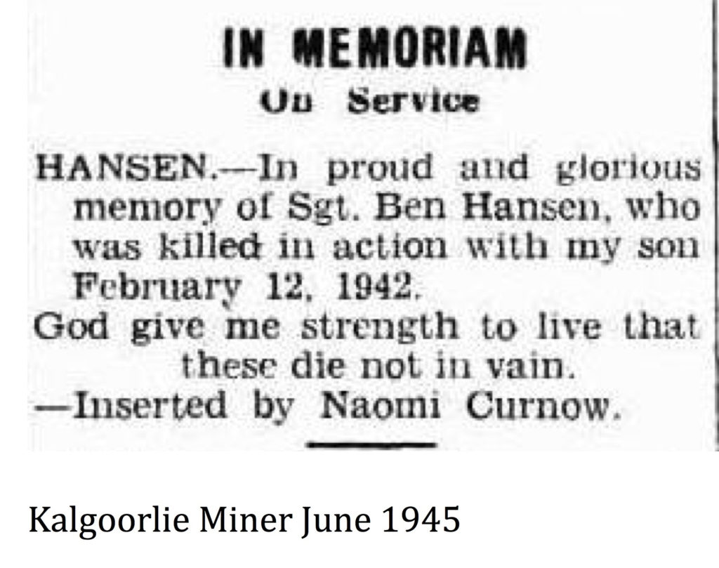 Hansen Kalgoorlie Miner June 1945