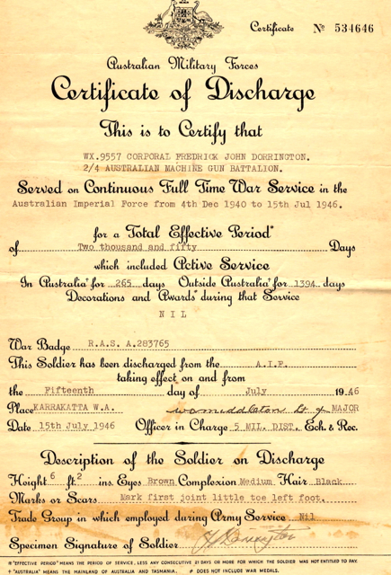 Dorrington - Certificate of Discharge