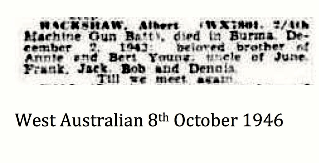 Hackshaw West Australian 8th October 1946