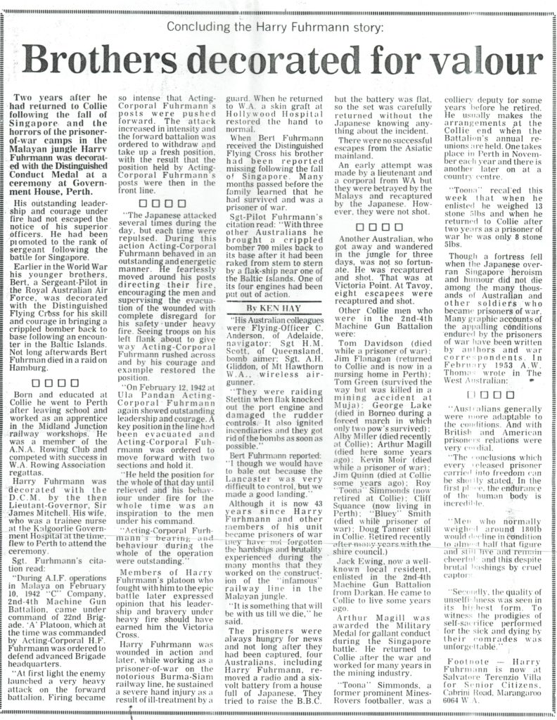 Harry Fuhrmann Story Pt 3 - Collie Mail, Thursday 31st January 1985