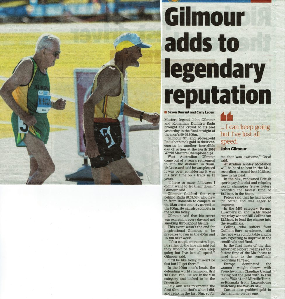 L Cpl John Gilmour WX8622 2016 World Masters Athletic Championships in Perth, November 2016