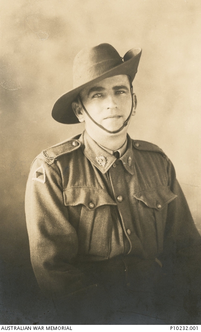Studio portrait of WX7550 Private (Pte) William John (Jack) Holt, 2/4 Machine Gun Battalion. A pastry cook from Palmyra, WA, Pte Holt enlisted on 6 August 1940 and served in Malaya. He was taken prisoner of war (POW) of the Japanese, and whilst working on the Burma-Thailand Railway died of illness on 20 August 1943, aged 40. His wallet, now held at the Australian War Memorial (REL30604), was recovered by a fellow prisoner, Staff Sergeant S E Cameron of 2/19 Battalion, who took it back to Australia after his own release.