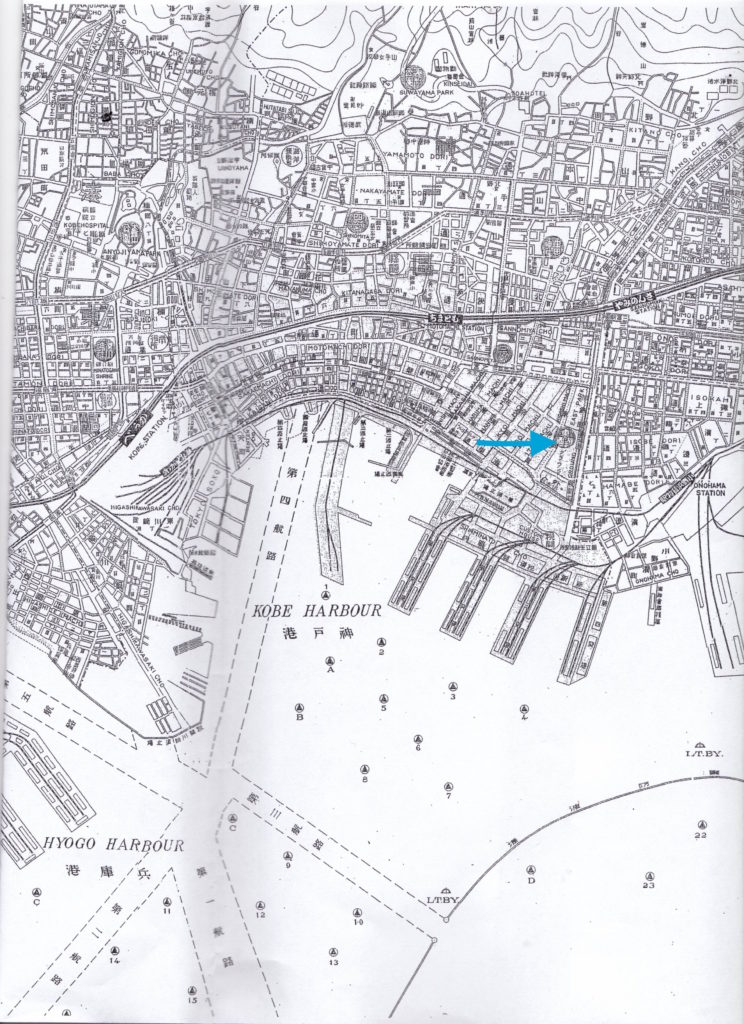 Kobe House location indicated by arrow